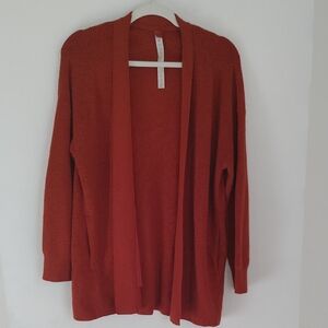 Lululemon Cozy Wrap Merino Wool Blend Ribbed Cardigan Sweater Rust Orange Sz 4